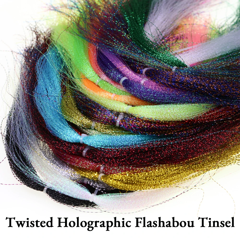 ICERIO 3er-Pack Gedrehtes Holographisches Flashabou Tinsel, Kristall-Flash-Tinsel für Assist-Jighaken, Sibiki-Rigs, Streamer-Fliegenbindematerial