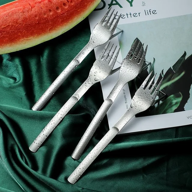 2 -Ből 1 Görögdinnye Szeletelő Villával Tartós Vágó Rozsdamentes Acél Vonalzó Gyümölcslemezhez - Image 6