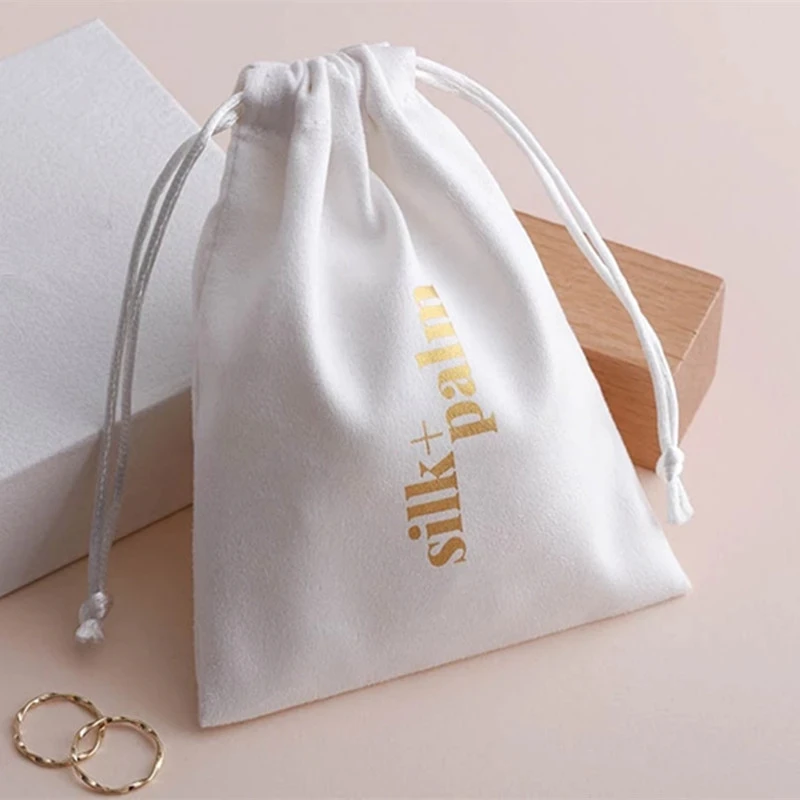 100 personalized deboss logo print drawstring bags custom skincare products packaging bag pouches Jewelry bags suede pouches