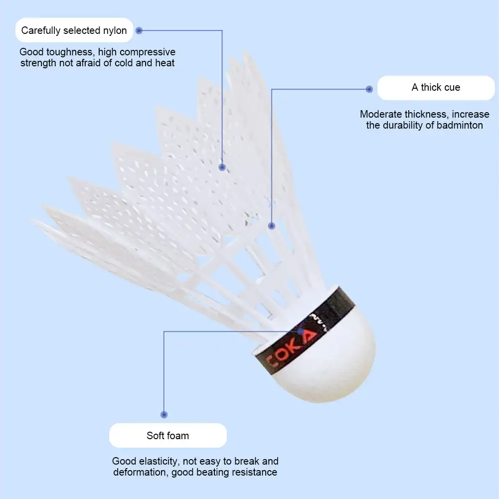 Windproof Badminton Foam Ball Head Nylon Shuttlecock Ball Portable Sport Badminton Storage Bucket 3/6/12Pcs