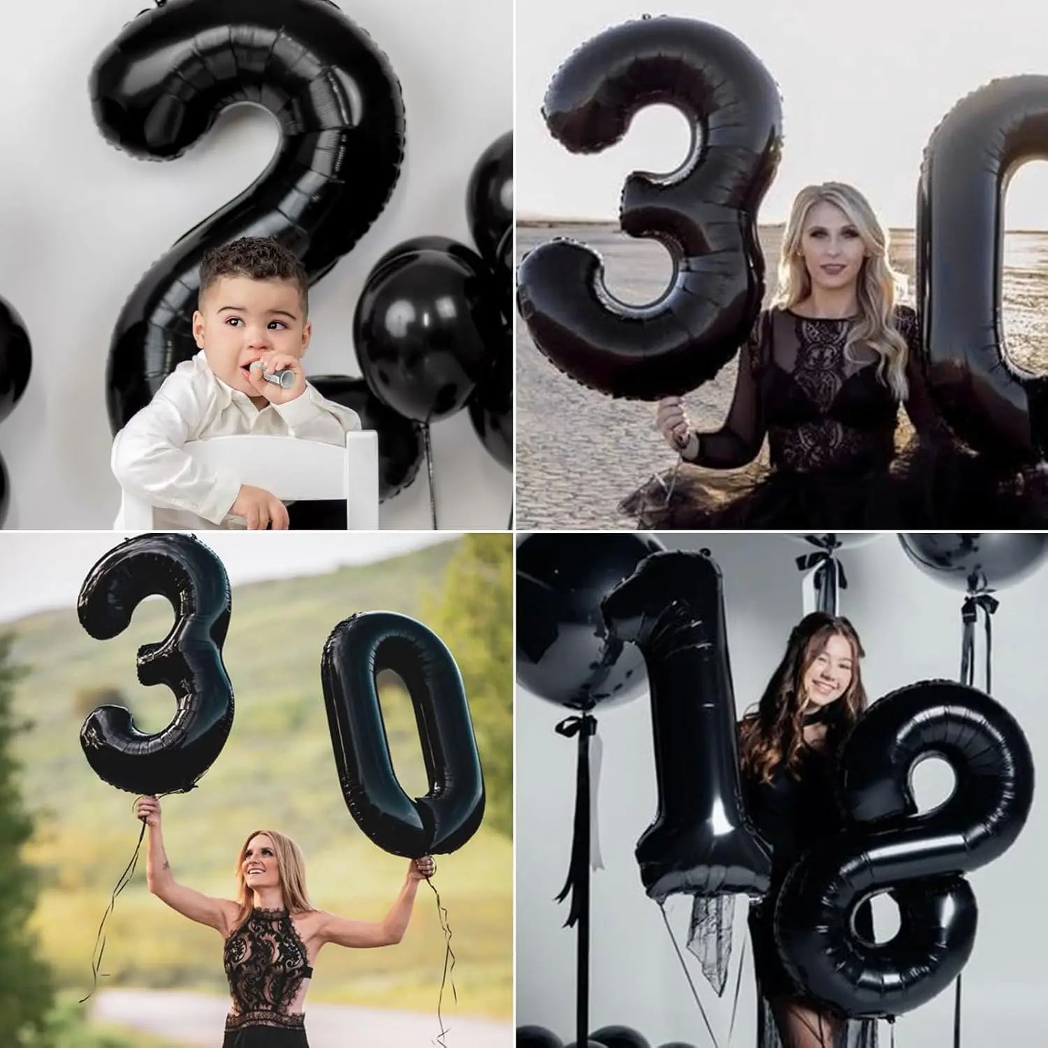32 Zoll Schwarze Zahlen-Folienballons 0-100 für Erwachsene und Kinder, Geburtstagsfeier, Jubiläum, DIY-Party, Fotohintergrund, Ballonzubehör – Detail 8