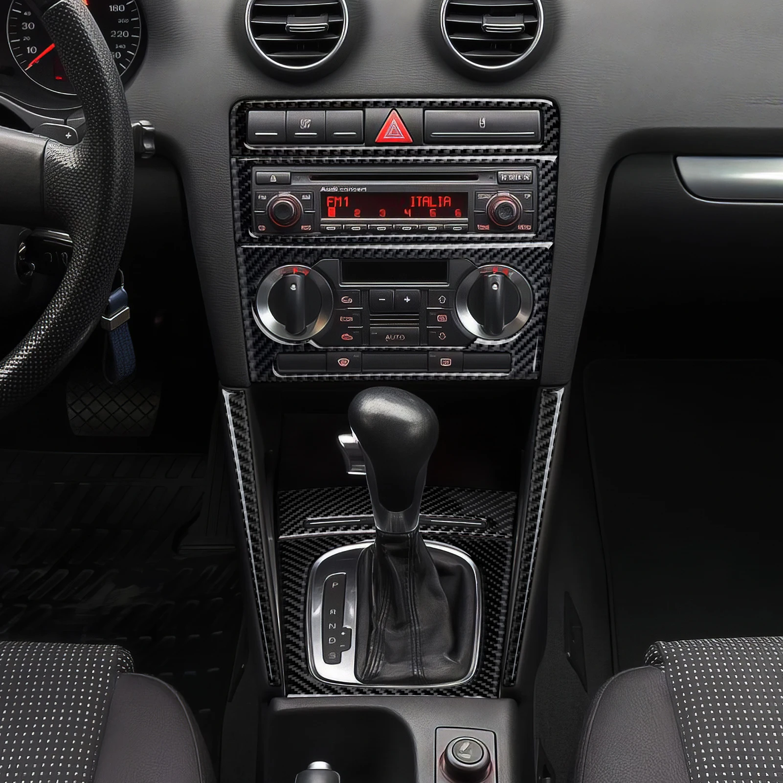 For Audi A3 S3 RS3 (2003-2012) Center Console Gear Shift Panel Cover Carbon Fiber Interior Sticker Car Trim Accessories