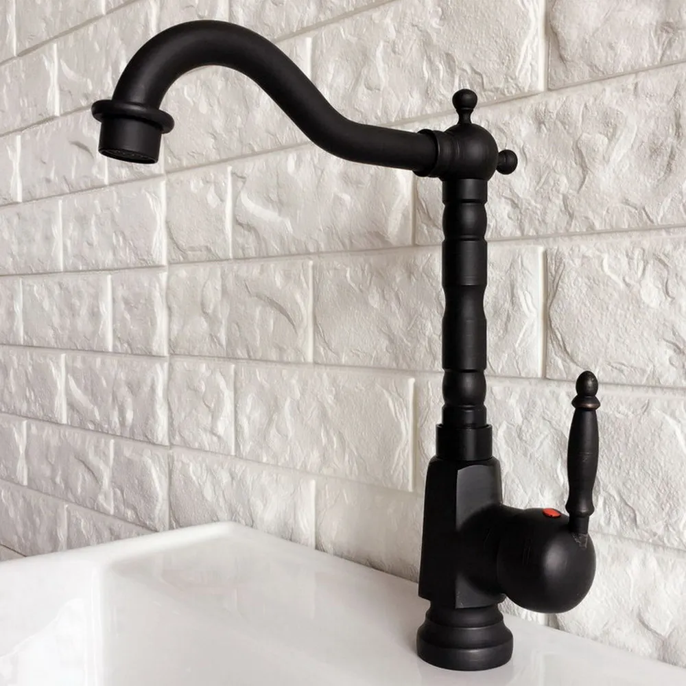 

Basin Faucets Bathroom hot and cold Faucet Swivel Spout Black Bronze Deck Mounted Vessel Sink Vanity Water Taps tnf354