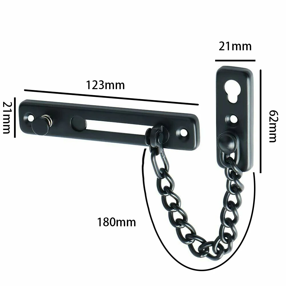 Door Latch Door Chain Lock Stainless Steel Security Chain Guard With Springs Anti-Theft Press Heavy Duty Polished Latch With Screw
