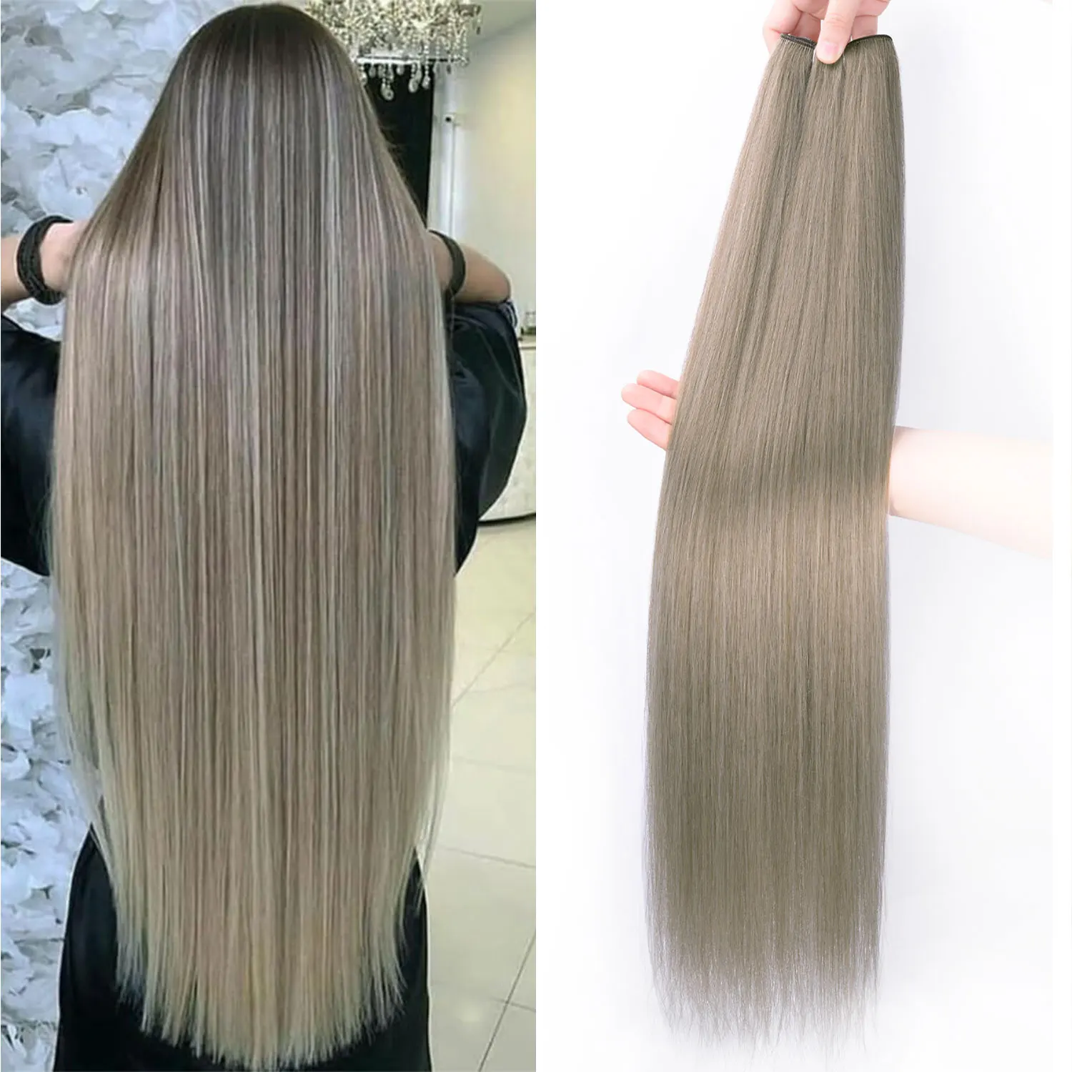 26 Inch Ariel Straight Pony Hair Bundles Crochet Braids Hair Synthetic Braiding Ombre Brown Soft Crochet Extensions