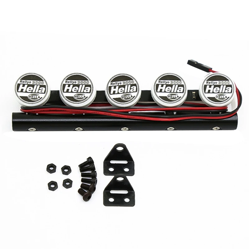 1 Set Rc Car Roof 5 Lights Search Lights Round Bright Led Lamp Parts For 1/10 Rc Crawler Traxxas Trx4 Axial Scx10 Off-Road A