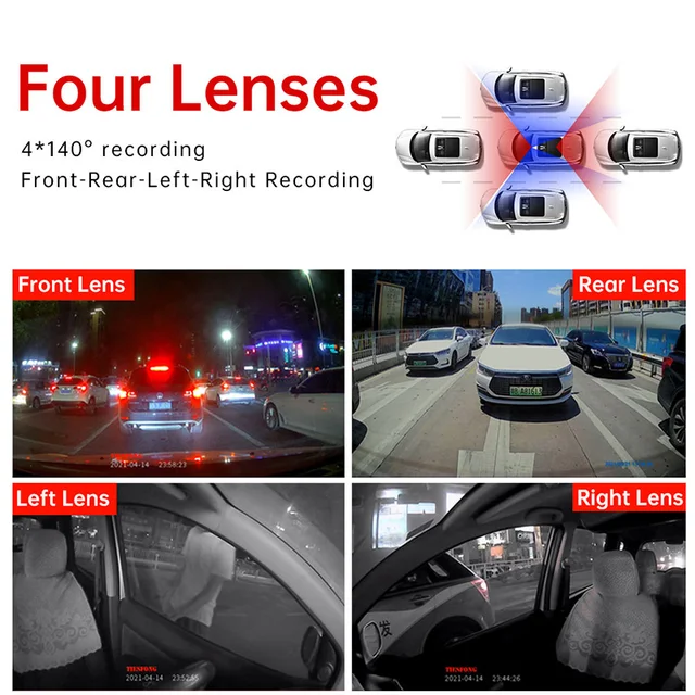TiESFONG RX4S Dash Cam for Car DVR 4CH 4*1080P 360 Camera Support Rear Cam & GPS 24H Parking Monitor Video Recorder Night Vision - Image 2