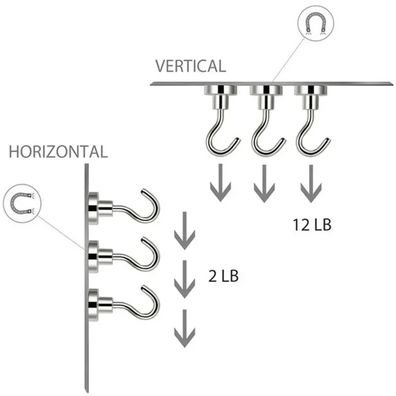 1-12개 강력한 네오디뮴 자석 후크, 최대 12kg(5파운드)까지 지탱, 직경 20mm, 가정, 주방, 작업장 등에 사용 가능한 퀵 후크