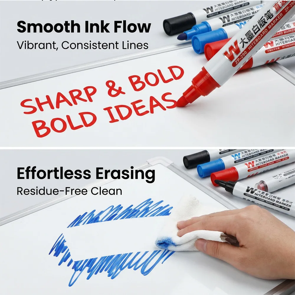 대용량 액체 잉크 화이트보드 마커 3가지 선명한 색상 지우기 가능 잔여물 없음 교실 회의 교육 사무실용