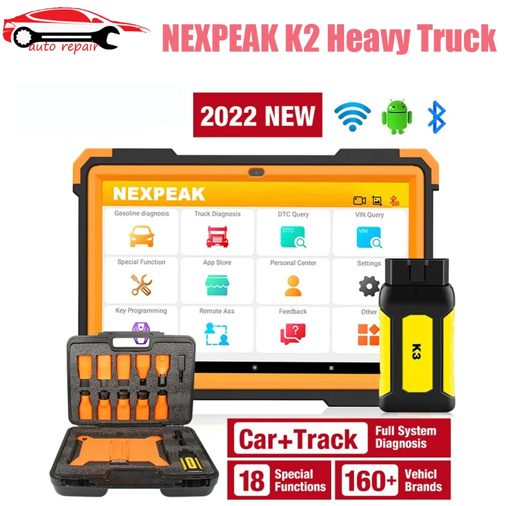 

Диагностический сканер NEXPEAK K2 для тяжелых грузовиков, инструмент OBD2 VCI для полной диагностики системы, диагностическое устройство для грузового трактора, DPF кластерная калибровка