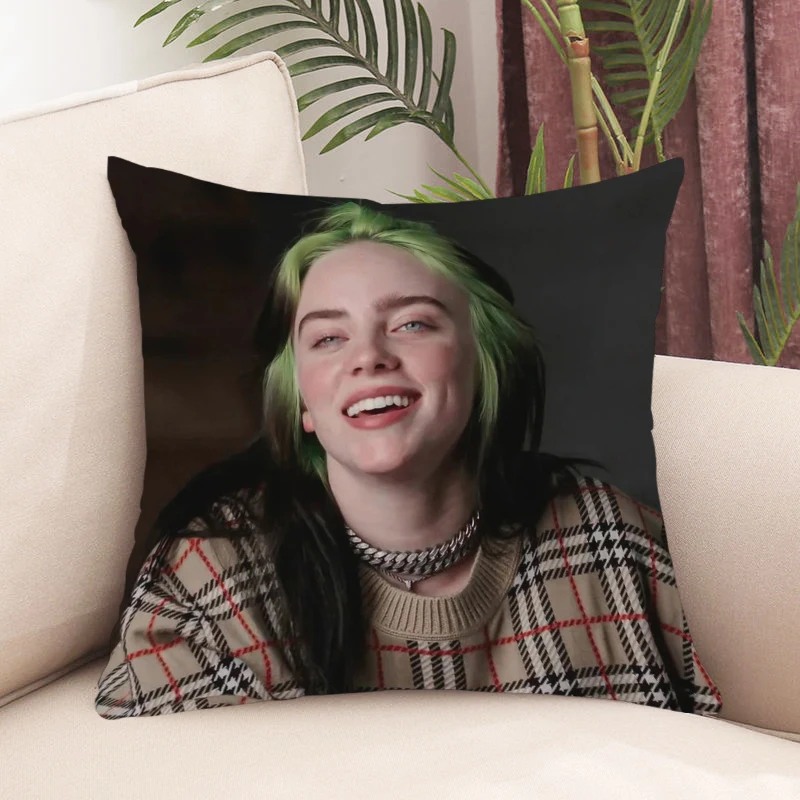 

B-Billie Eilish Duplex Printing Cushion Cover 40*40 Ornamental Pillows for Living Room Pillow Hugs Pillowcase 45*45 Short Plush