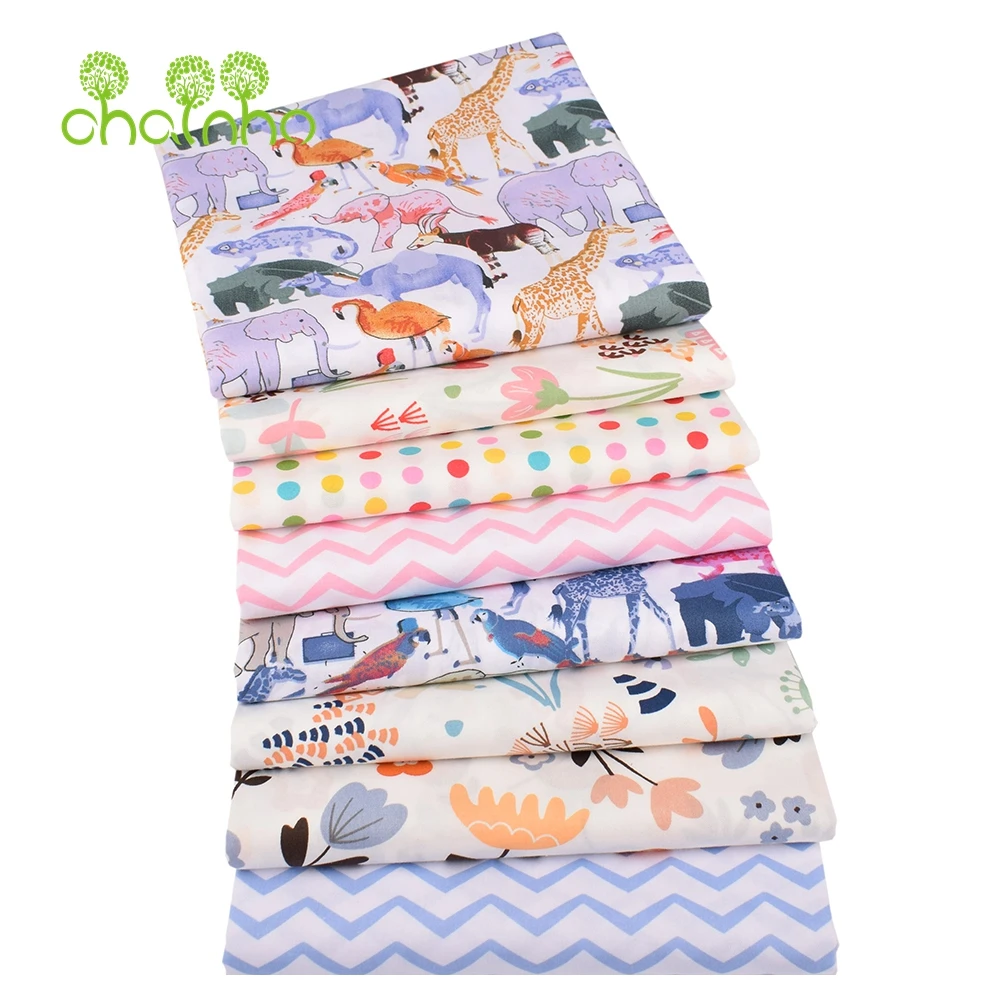 

Chainho,Printed Twill Weave Cotton Fabric,Patchwork Cloth,DIY Sewing Quilting Material,Colored Zoo Series,3 Specification,CC256