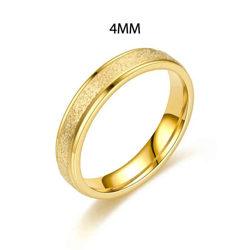 Stainless Steel Matte Frosted Band Ring - Unisex Fashion Jewelry Gift