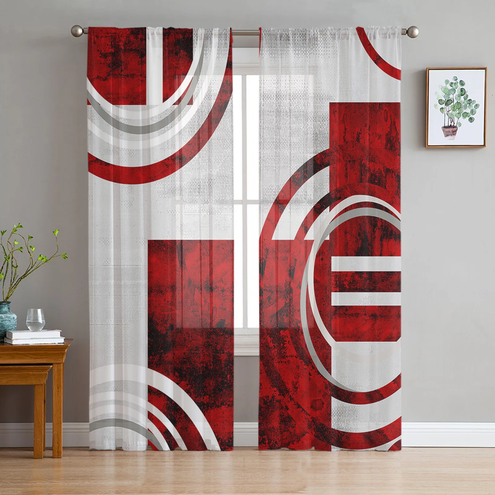 Cortinas transparentes para dormitorio juvenil, textura abstracta