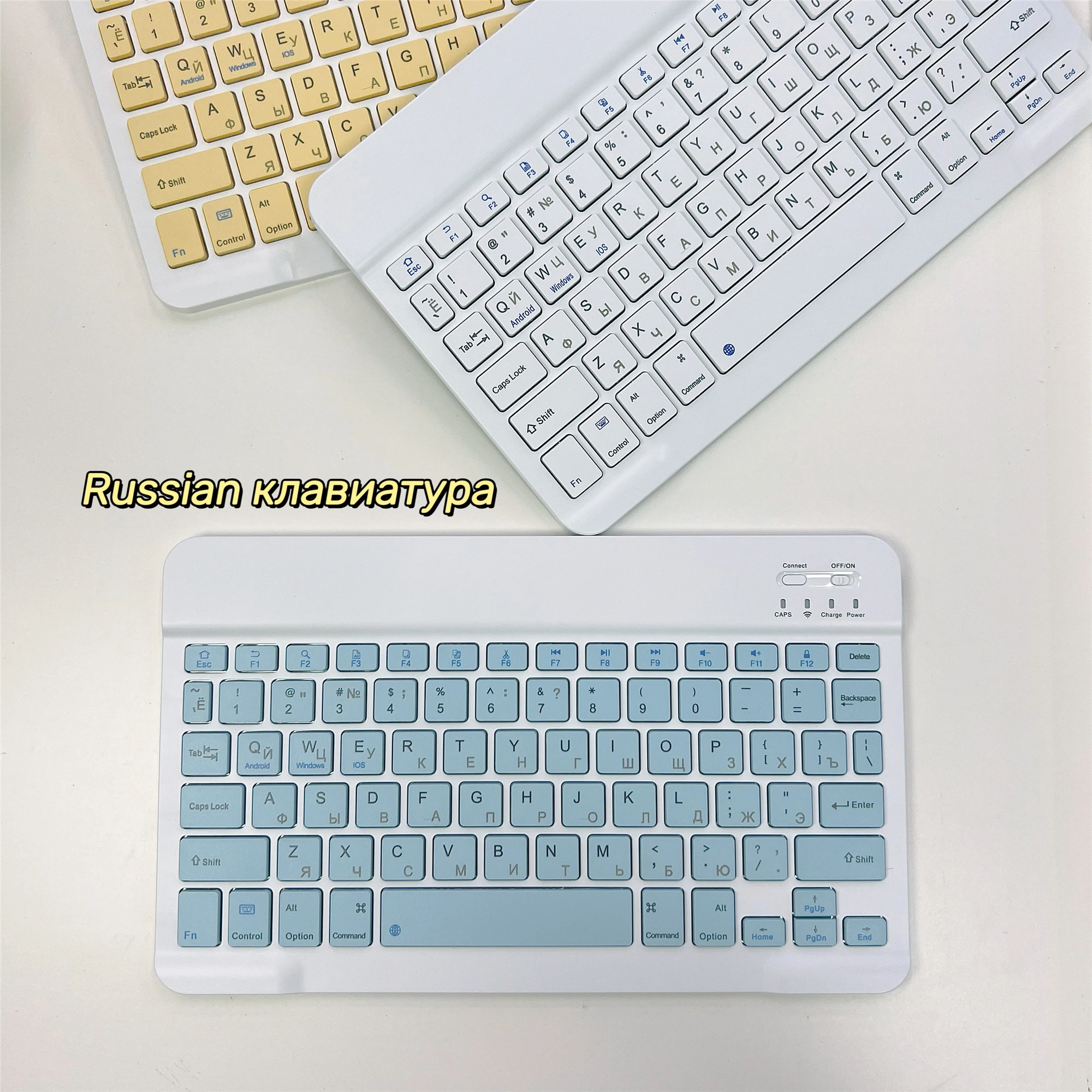 Russian Bluetooth-Compatible Wireless Keyboard Portable Mini Rechargeable 78-Key for Apple iPhone iPad Android Windows