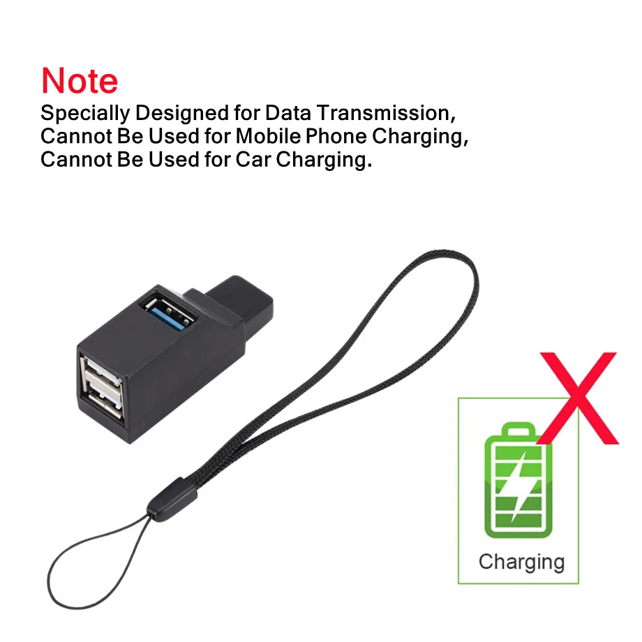 USB Hub 2.0 Adapter Rotate High Speed U Disk Reader Splitter 3 Ports USB 2.0 For