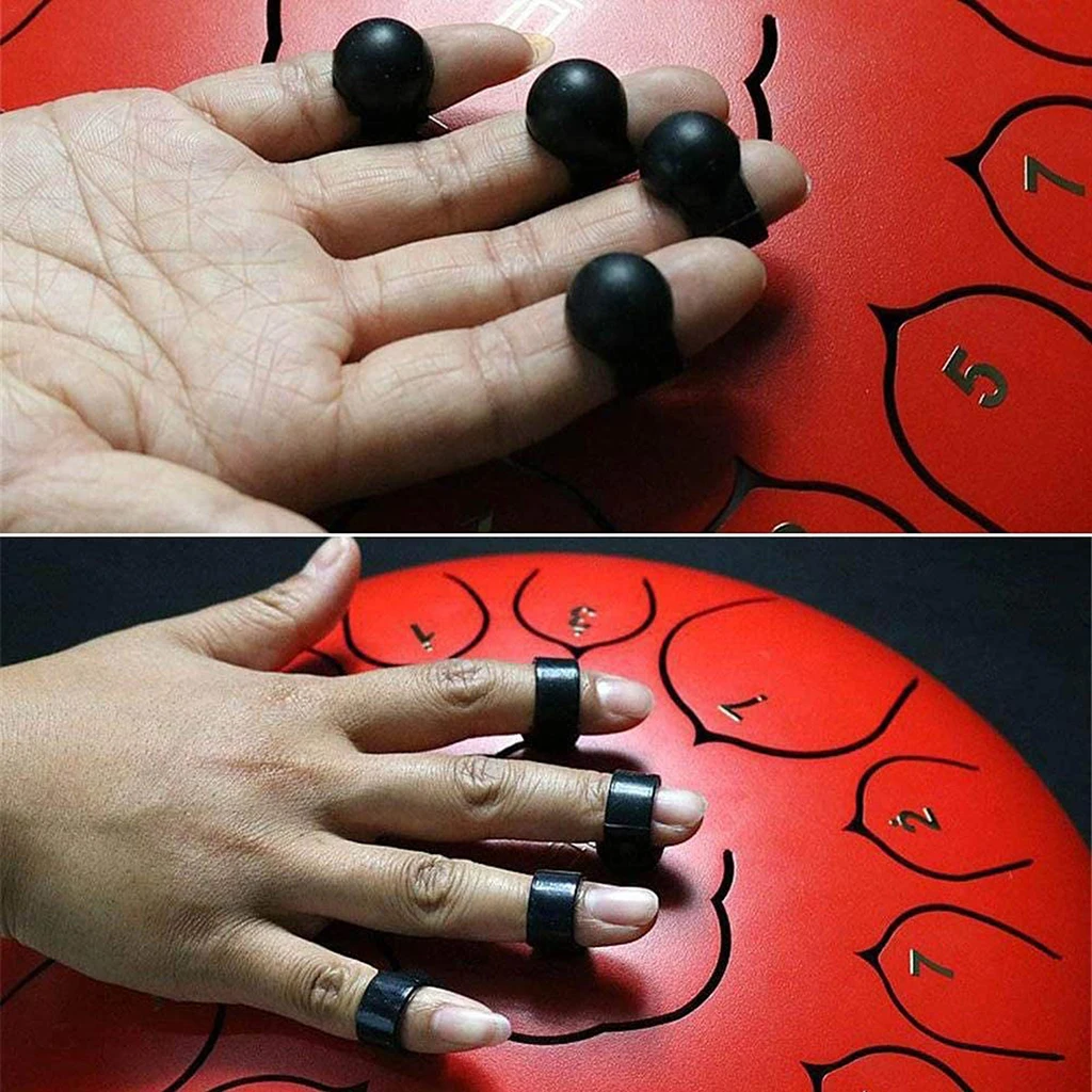 Tongue Drum Steel Tongue Drum Finger Picks Black Knocking Finger Sleeves 8pcs