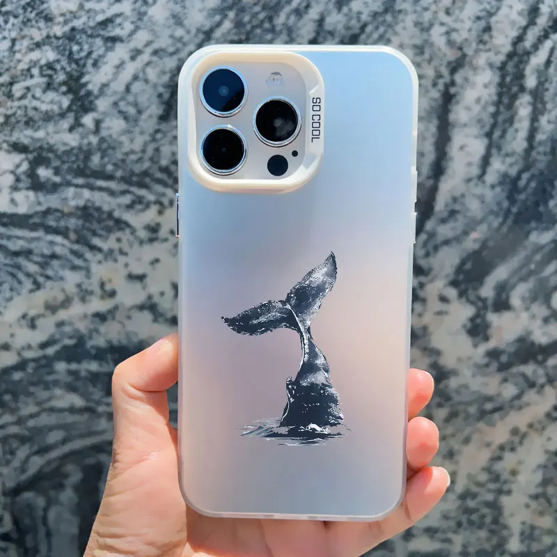 Sea Blue Turtle Design Laser-Engraved Phone Case with Cool Ocean Pattern
