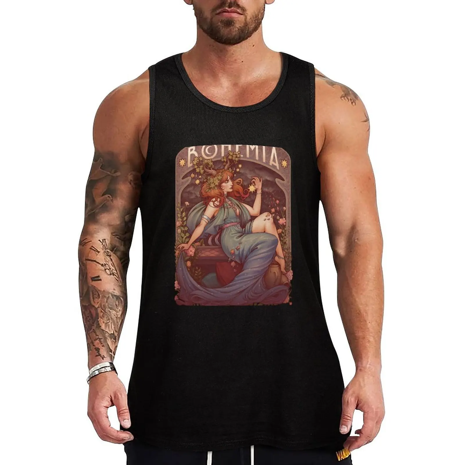 

Art Nouveau BOHEMIA Tank Top T-shirt Men's gym Sportswear for men Top summer