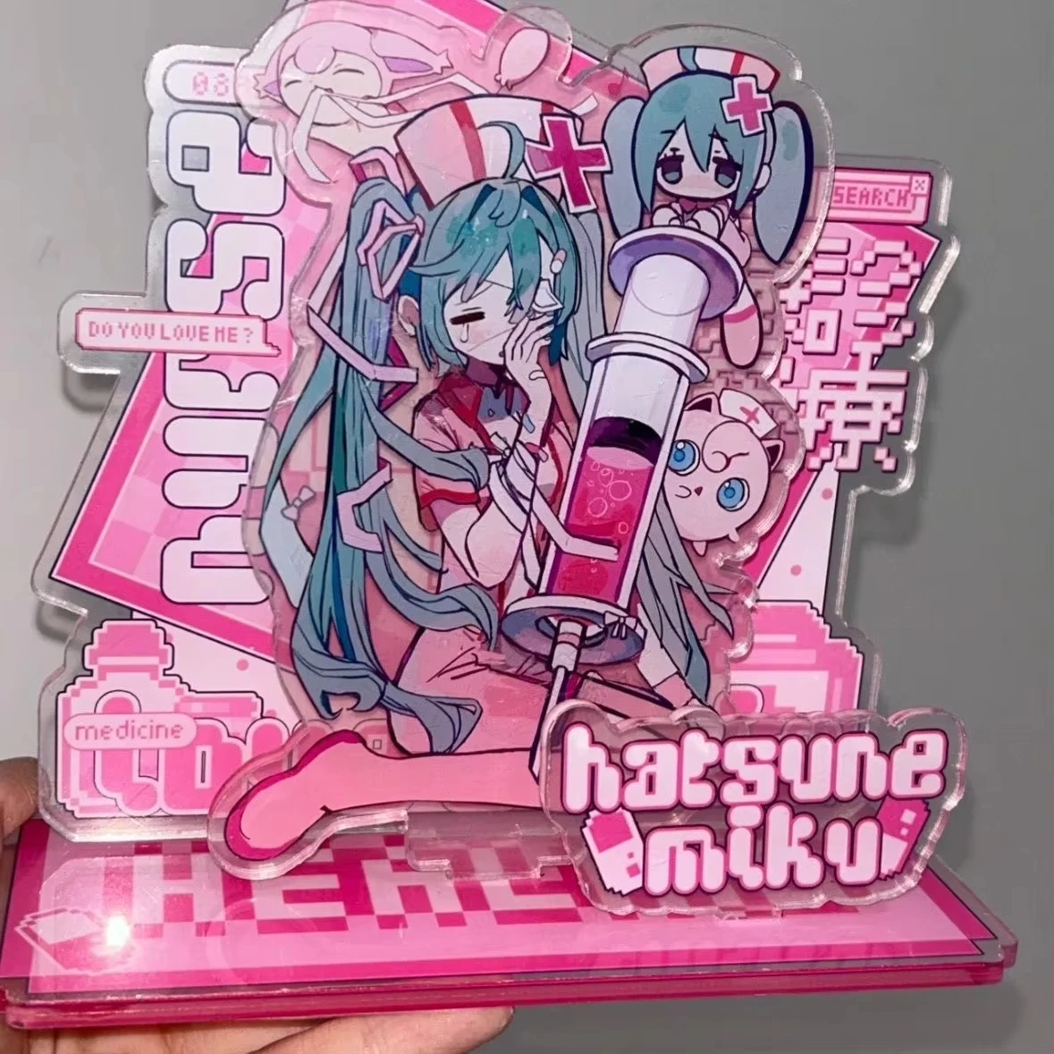 2 Stück Kawaii Miku Anime-Zubehör Acryl-Standfigur Ornament Originelle Persönliche Acryl-Halterung Fangeschenke für Sammler – Detail 1