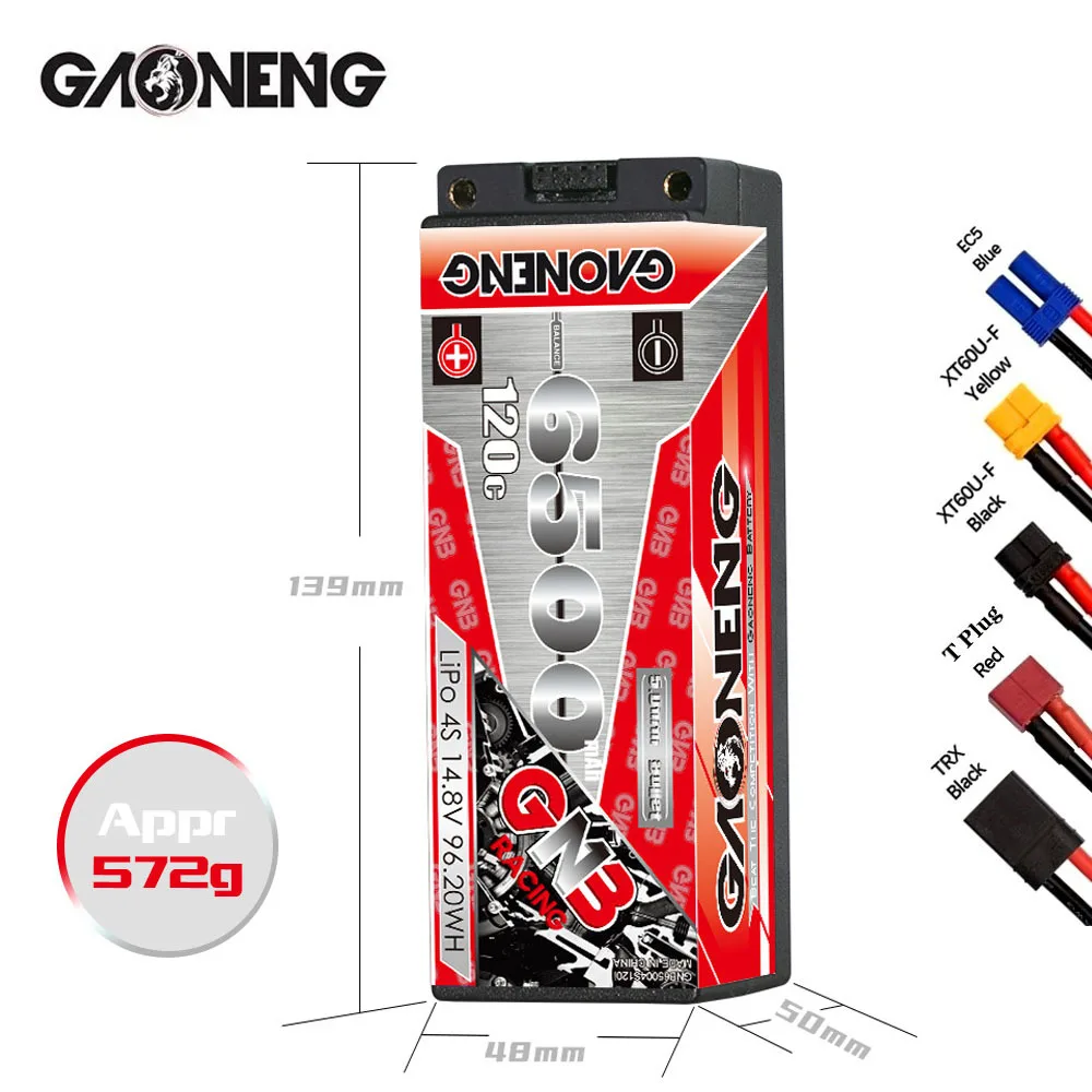 

Max 240c GNB 4s 14.8v 6500mAh For RC Racing Cars Four Drive Off-Road Spare Parts 14.8v Rechargeable Battery