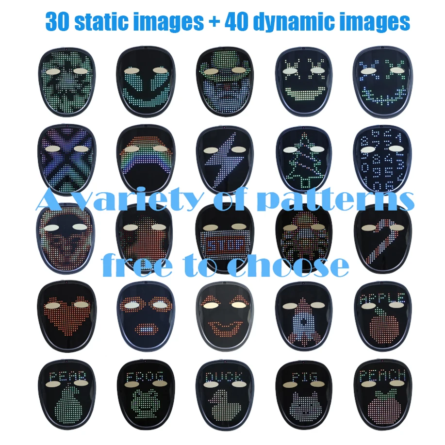 Luminous LED Mask Gesture Sensing Face Chang Glowing Mask Halloween Christmas Carnival Festival DJ Party Cosplay Supplies