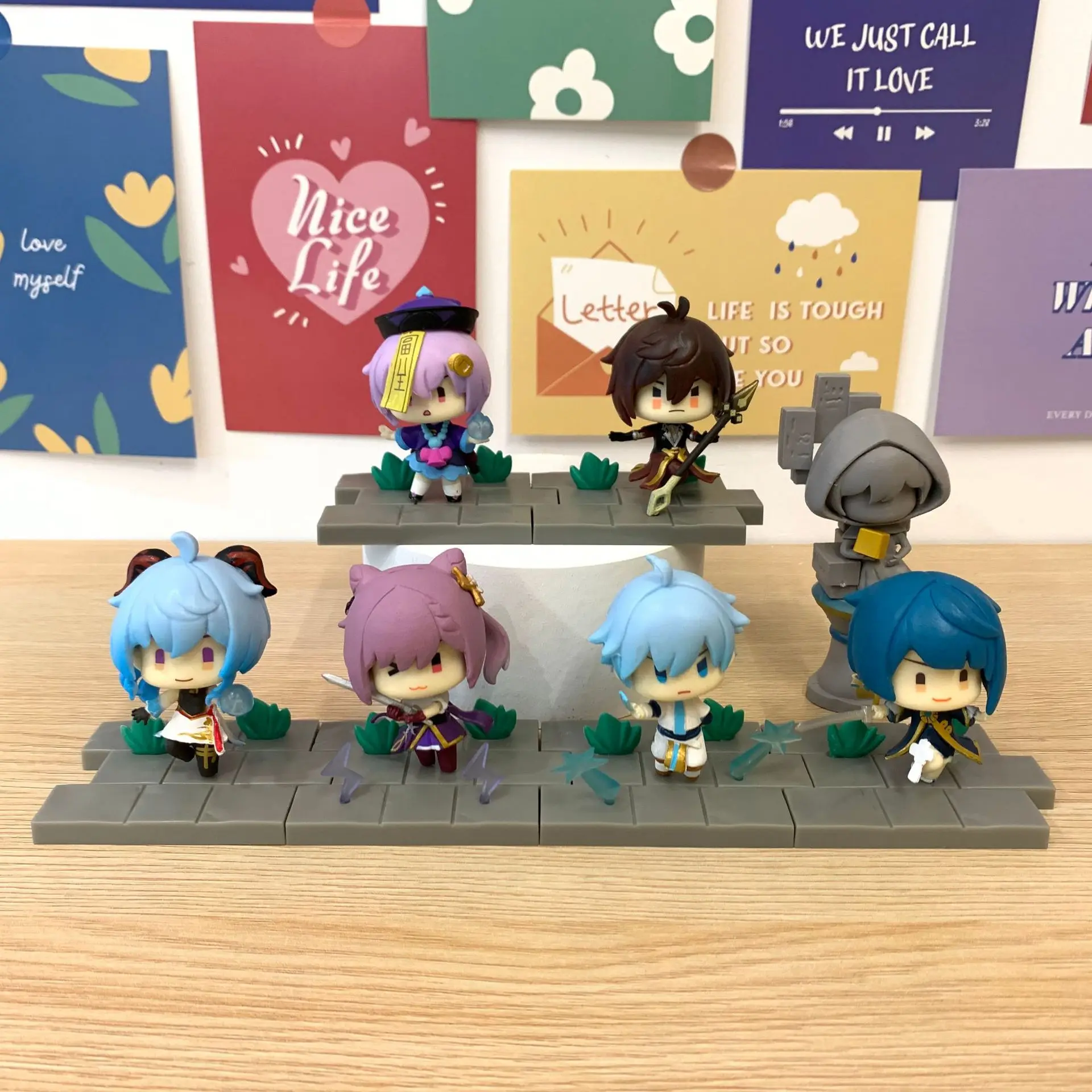 

Genshin Impact Anime Figure Battlefield Heroes Liyue Zhongli Keqing Qiqi Chongyun Collectible Model Kawaii Doll Toys Kids Gifts