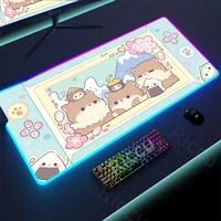 Large RGB Mousepad Cute Pink Pixel Cloud LED Deskmat XXL Computer Backlight Keyboard Rug Gamer Luminous Cartoon Switch Mouse Pad - Image 2