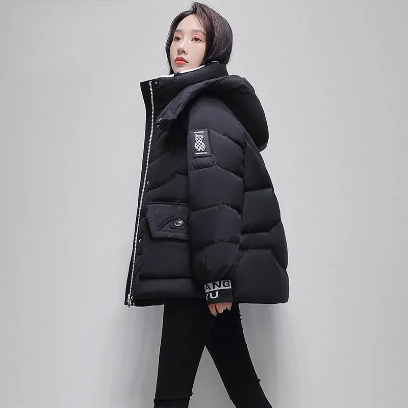 2023 New Women Down Jacket Winter Coat Female Warm Thick Parkas Loose Large Size Outwear Stylish Casual Hooded Overcoa M-XL