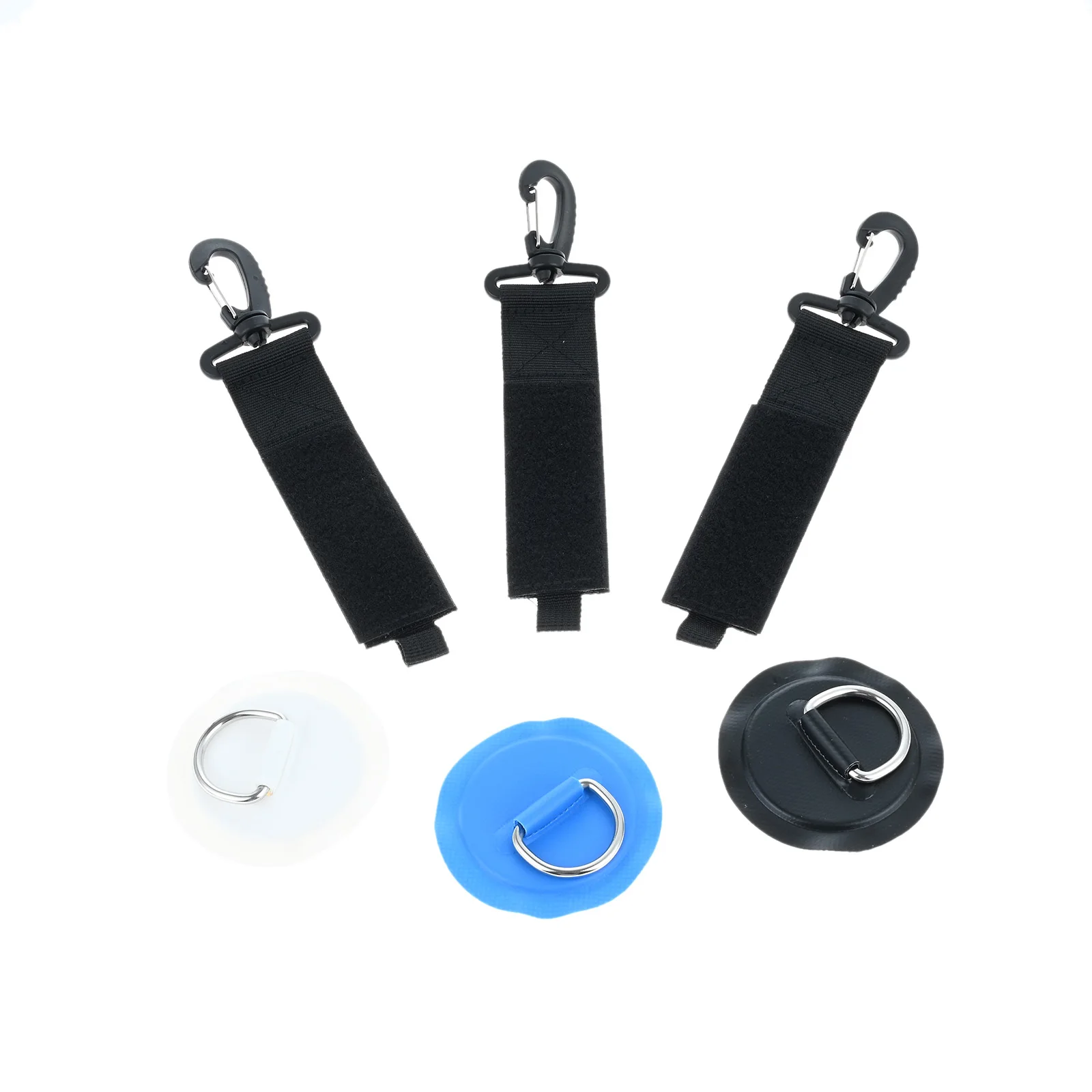 1 Set Paddle Clips D Ring Patches PVC Stainless Steel Nylon White/Black/Blue for PVC Inflatable Boat Raft Dinghy Kayak Canoe cantik black double ring metal buckle metal quality comfortable soft nylon leisure style belts for men jeans accessories cbca108