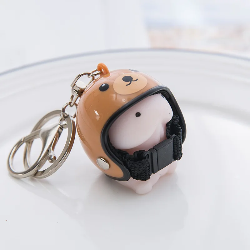 오리 상어 헬멧 열쇠 고리 핸드폰 쉘 크리에이티브 만화 헬멧 장식 키 체인, 자동차 인테리어 액세서리 펜던트 선물