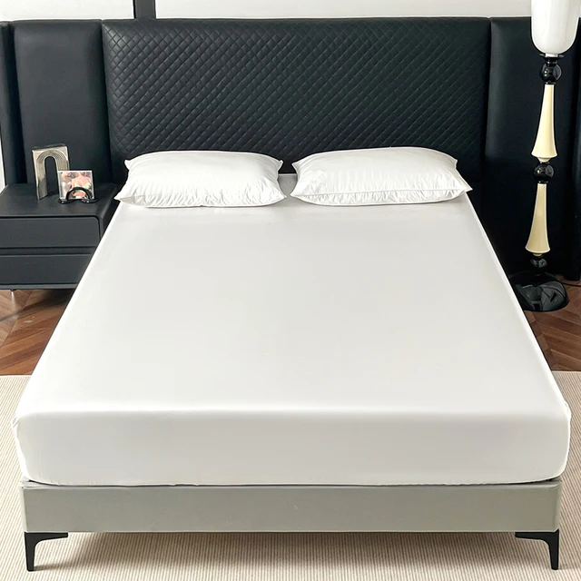 Drap-housse élastique en Satin, housse de matelas solide, drap de lit à 360 bandes pour Couple simple, Double, King, Queen, drap de lit complet 2