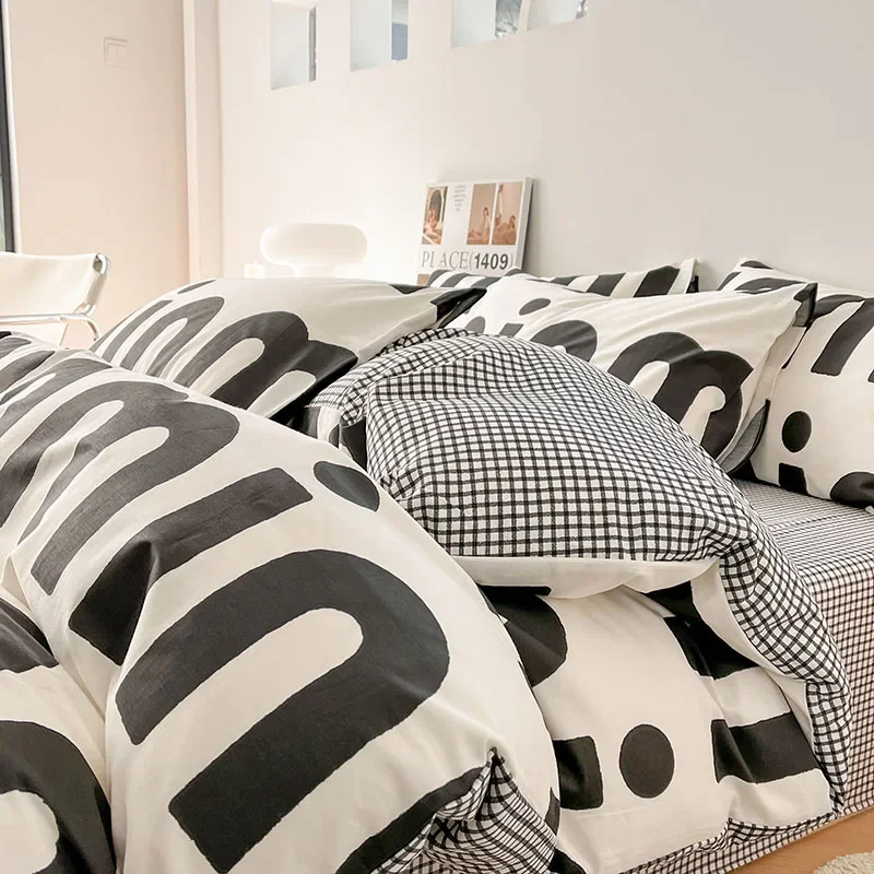 

Bedding Set Pure Cotton Quilt Cover Set Single Double Queen Size Duvet Cover Set Fashion Printing Bedding Cover