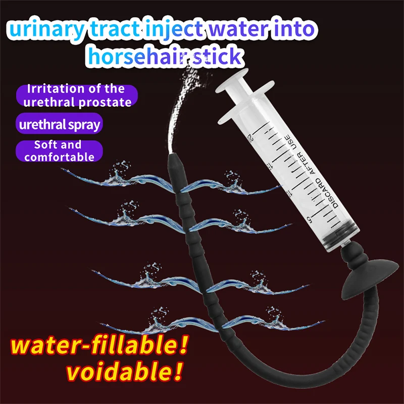 Silicone With Syringe Penis Plug Urethral Sounding Plug Dilator Urethra Ejaculation Uretre Probe Horse Eye Stick Sex Toy For Men