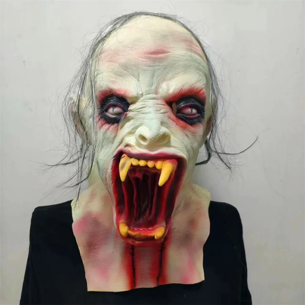 Assustador Sharp Toothed Vampire Mask, Látex com Cabelo, Halloween Fancy  Dress, Fantasia de Festa, Máscaras Cosplay Adereços, Adulto, Tamanho Único  - AliExpress