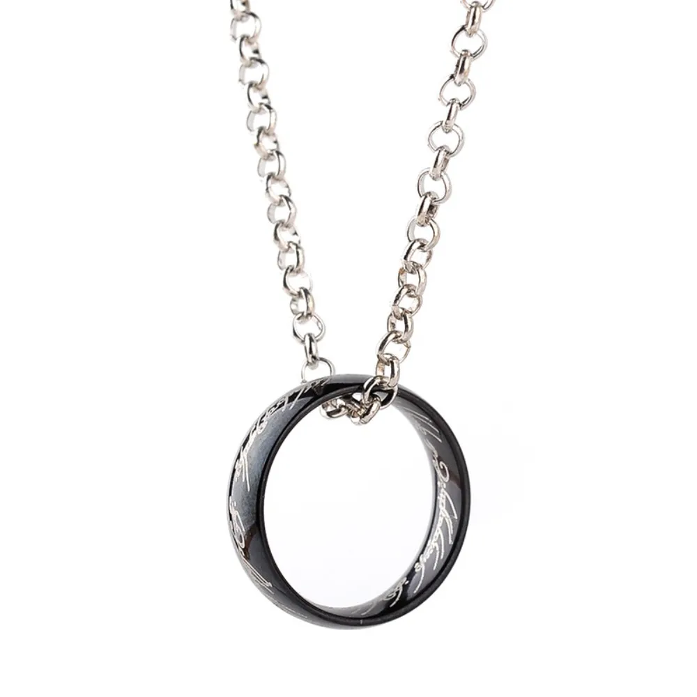 Engraved  Stainless Steel The Ring Pendant Necklace One pc Ring Necklace for Men Women Girls Teens