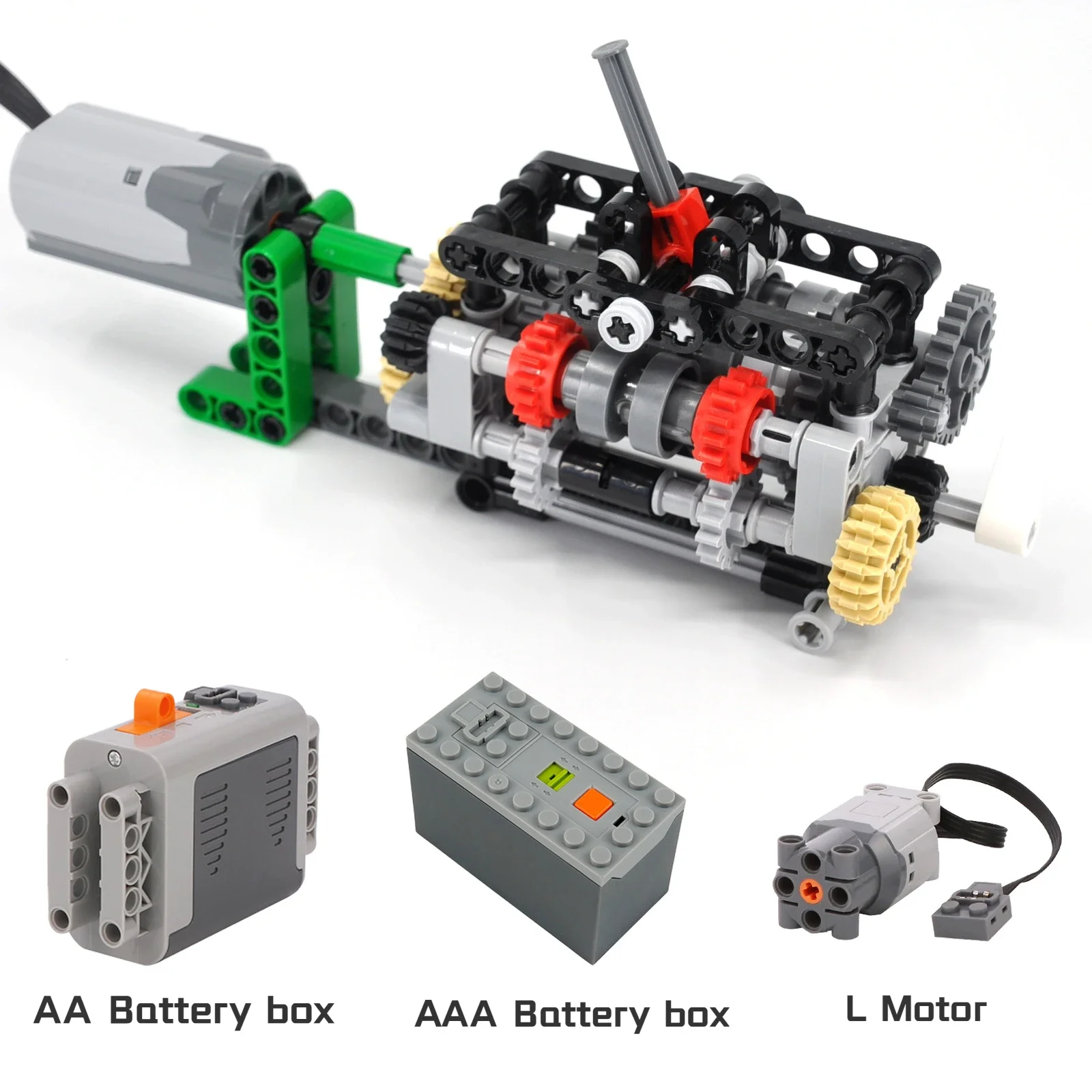 MOC 8770 6-Speed Synchronous Transmission Gearbox W16 Cylinder Engine Technical Parts Pack Building Block Brick Compatible Leduo