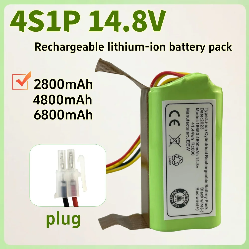 

4S1P 14.8V 2800/4800/6800mAh rechargeable lithium-ion battery pack, suitable for replacing batteries in sweeping robots
