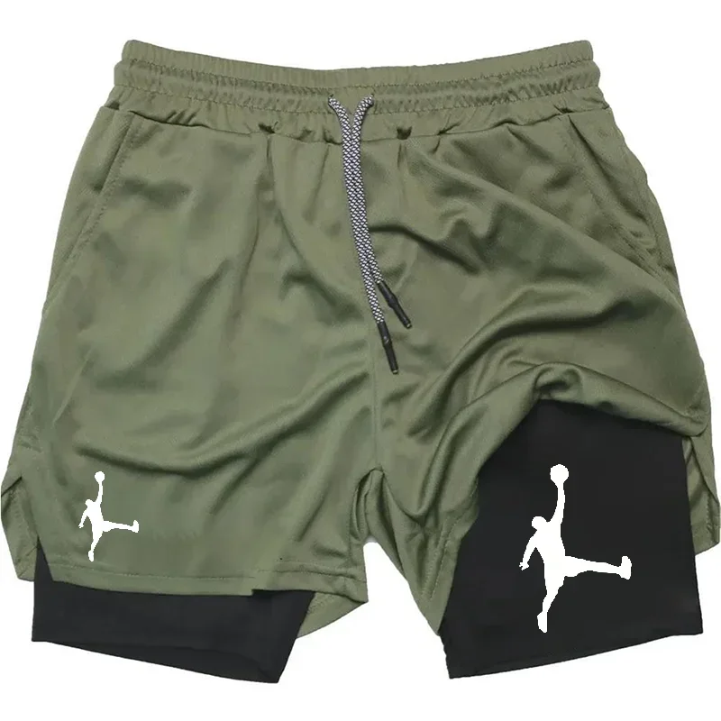 2025 Men's quick-drying and breathable gym training shorts, fashionable two-in-one jogging shorts, summer casual sports shorts 6