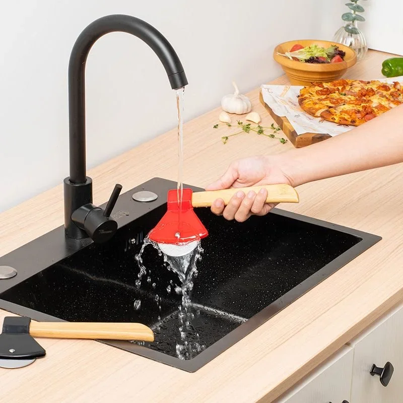 Pizza Cutter Stainless Steel Roller Pizza Cutter Wooden Handle Axe Shape Sharp Blade Quick Cut Accessories Baking Tools