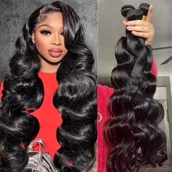 Raw Human Hair Bundles Body Wave Brazilian 3 4 Bundle 28 30 Inch Virgin Remy Hair Extensions For Women Sew In Quick Weave Bundle 1