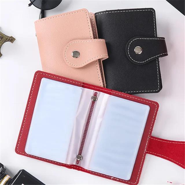 1PC Donna Uomo Pelle 26 Slot ID Porta carte di credito Custodia a portafoglio con blocco RFID Borsa da tasca 6
