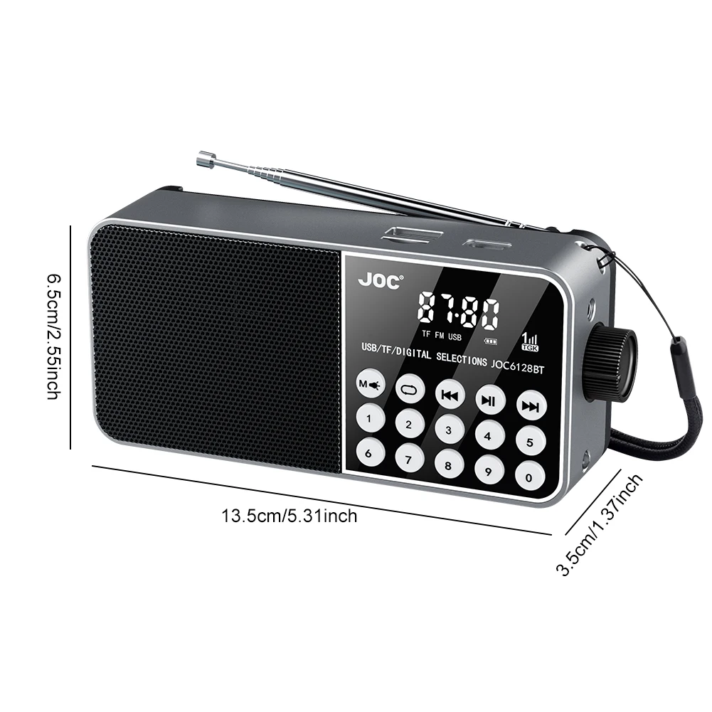 Portable Emergency Radio With Rechargeable Battery LED Digital Display Small Portable FM Radio Support TF Card Stereo MP3 Player