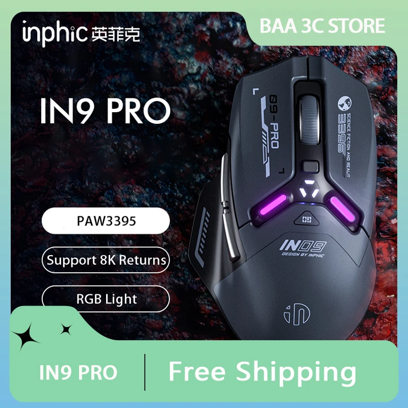 

Геймерская мышь Inphic in9pro, 3 режима, USB/2,4G/Bluetooth, 26000dpi
