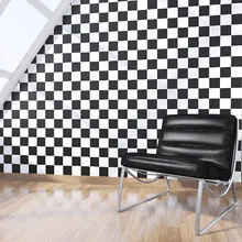 Black & White Squares Self-adhesive Wallpaper Kitchen Storage Cabinet Bathroom Wallpapers Waterproof 3d Vinyl Sticker for Walls
