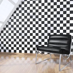 Black & White Squares Self-adhesive Wallpaper Kitchen Storage Cabinet Bathroom Wallpapers Waterproof 3d Vinyl Sticker for Walls