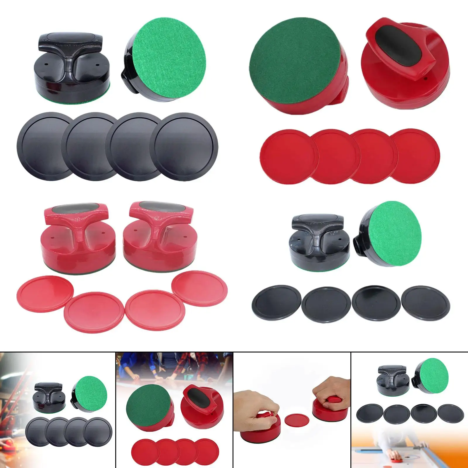 성인용 에어 하키 푸셔 및 퍽 슬라이더 푸셔, 94mm 퍽 스트라이커 논슬립 골 핸들 패들, 선물 파티 홈 스포츠