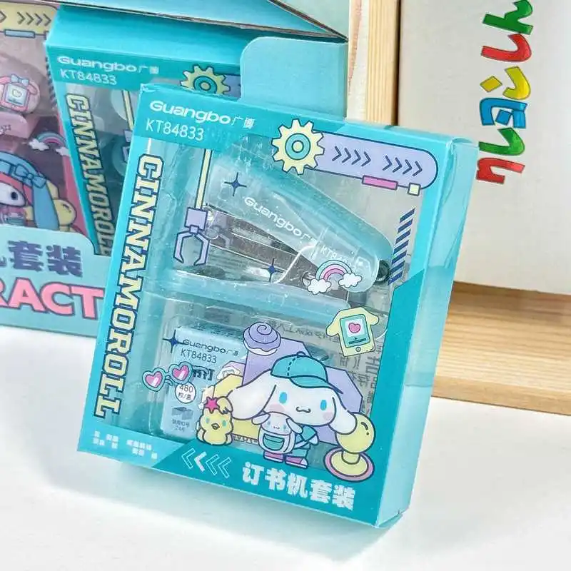 New Sanrio Kuromi Mini Stapler Set Cartoon High Beauty Student Practical Binding Stationery Office Supplies Hand Tools Gifts