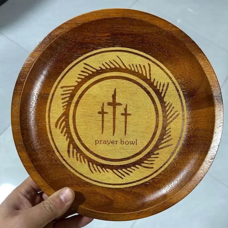 Wooden Prayer Bowl Religious Christian Congregation Gift Gratitude Heart Prayer Bowl Christian Gifts Wood Prayer Dough Bowl Gift 3
