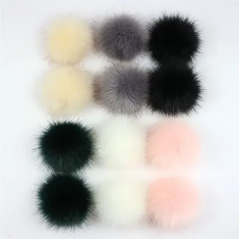 

12pcs Fake Fur Pompoms ball With Rubber Band DIY Handmade Clothing Hat Accessories Pom Pom Ball Hat Ball False Hats Ball 8cm